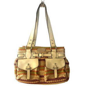 Unique Vintage Etienne Aigner Shoulder Bag Woven Straw Stripped Handbag Purse